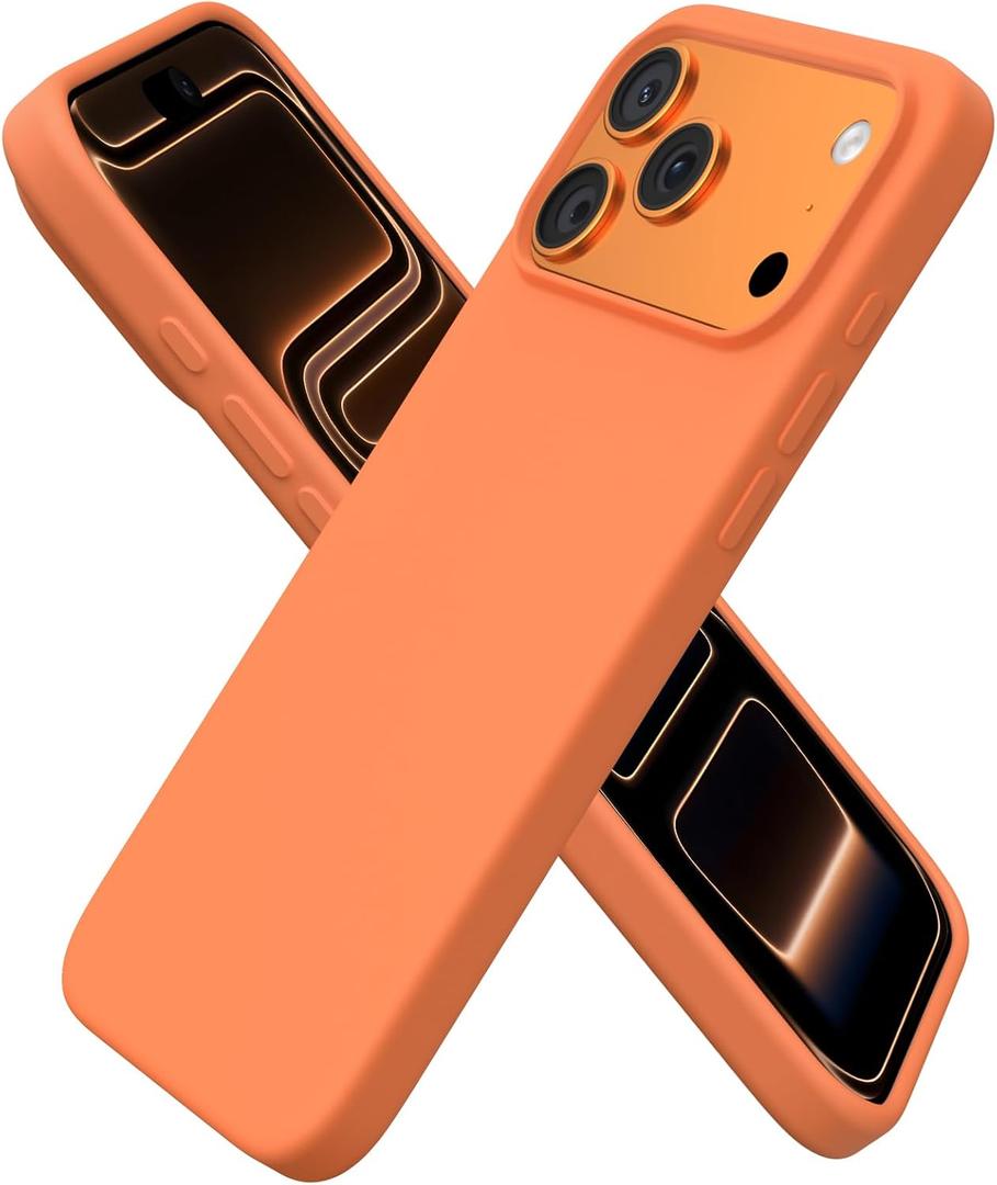ORNARTO Compatible with iPhone 17 Pro Max Case 6.9", Slim Liquid Silicone 3 Layers Soft Gel Rubber Shockproof Protective Cover with Anti-Scratch Microfiber Lining-Dusty Orange