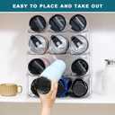 LARGER Compartment - Stackable Water Bottle Organizer Holder - for Stanley & Others' Large Tumbler - Clear Wine Rack, Cup Bottle Holder for Cabinet Home Countertop Fridge Pantry Shelf, 4 Tier Hold 12