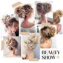 HMD 5 Pieces Messy Hair Bun Hairpiece Tousled Updo for Women Hair Extension Ponytail Scrunchies with Elastic Rubber Band Long Updo Messy Hairpiece Hair Accessories Set for Women18TH85
