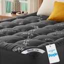 BEDLORE Full Size Mattress Topper Viscose Bamboo, Pillow Top Mattress Pad | Stretchable Pockets Fit 6"-15" Mattress, Soft Breathable Thick Mattress Topper for Back Pain Relief & Hot Sleepers(Dark Gray)
