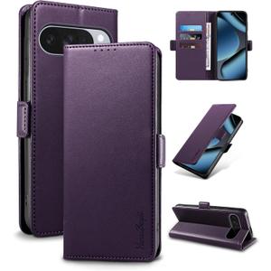 Wallet Flip Case for Google Pixel 10/10 Pro 5G - [RFID Blocking] Luxury PU Leather Card Holder Magnetic Phone Cover with Kickstand,Shockproof Protective Case,Purple