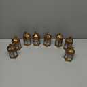 LLQ 8Pcs Mini Lantern with LED Tealight, Vintage Brown Lanterns Decorative, Hanging Candle Lanterns for Ramadan Christmas Wedding Table Centerpiece Indian Diwali Decor, Garden Fairy Party Decorations (Bronze)
