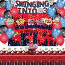 3 Spider Theme Birthday Party Supplies Decorations Including Birthday Banner, Backdrop, Balloons, Hanging Swirls, Tablecloth, Cake Toppers for Spider Party