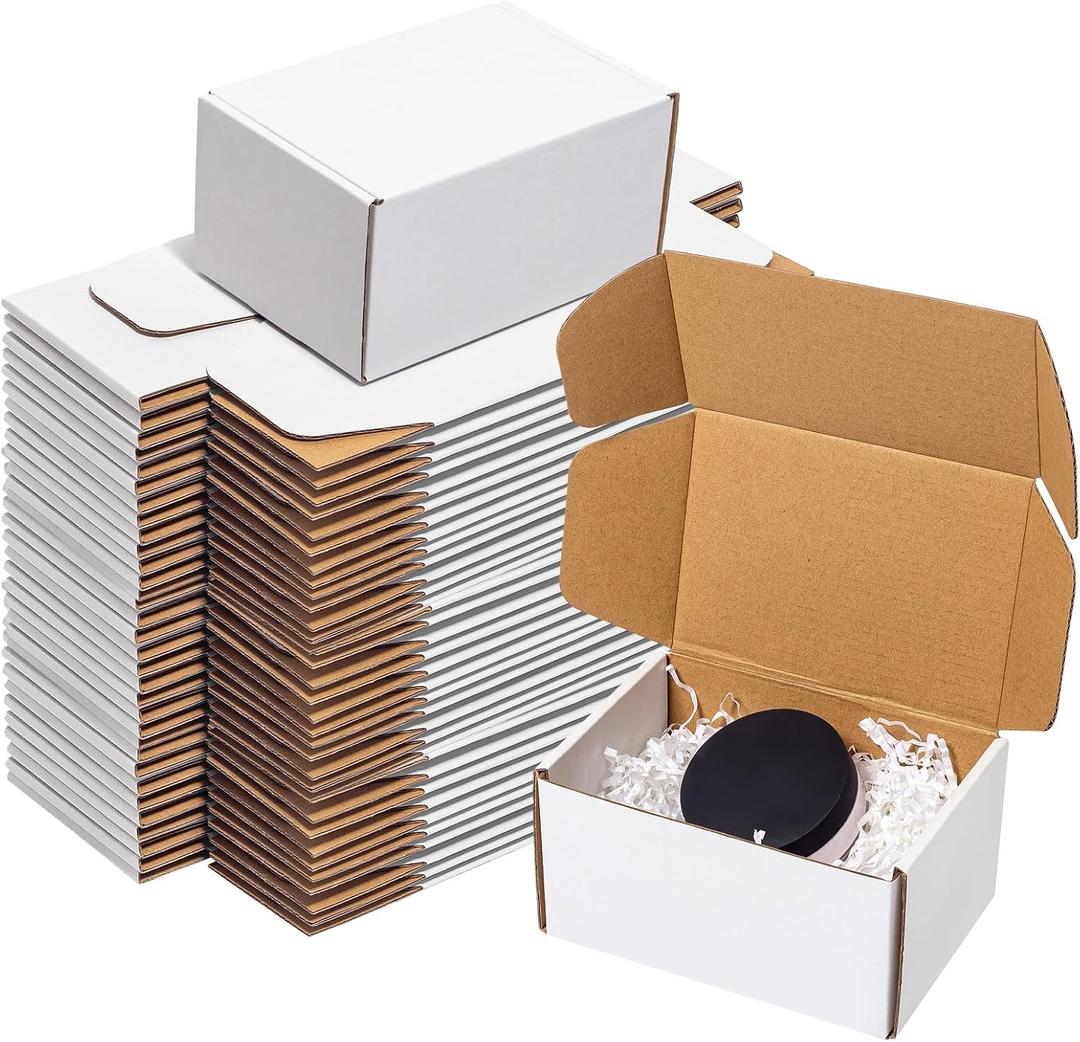 Wowxyz White Shipping Boxes 6x4x3" 60 Pack - Corrugated Cardboard Mailing Boxes for Small Business - Literature Mailer Packaging Supplies