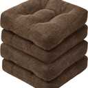 Basic Beyond Chair Cushions for Dining Chairs, Non-Slip Chair Pads, Thick Seat Cushions for Dining Room Chairs, Kitchen Chair Cushions Set of 4, 16" x 16" x 4", Brown