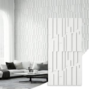 Large PU Decorative Wall Panels, 4-Pack Covers 31 Sq.Ft 47.2" 23.6" 3D Architectural Accent Wall Panels for Living Room, TV Wall, Office & Commercial Spaces (White)