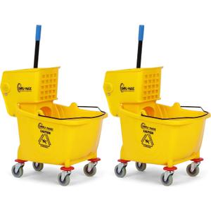 SIMPLI-Magic Side Press Wringer Commercial Mop Bucket on Wheels, 2-Pack, 26 Quart, Yellow, Polyethylene