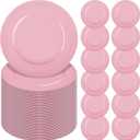 YMHPRIDE 60 Pack Pink Charger Plates, 13'' Round Beaded Plastic Plate, 60 PCS