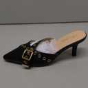 Mostrin Kitten Mules Heels for Women Pointed Closed Toe Heels Vintage Slip on Stiletto Dressy Pumps Shoes (6.5, Black)
