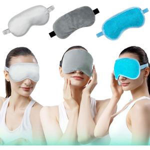 Eye Mask Set of 3 - Heated Eye Mask with Weighted Moist Warm Compress for Dry Eyes & Migraine - Cooling Eye Mask with Cold Compress for Irritated Eyes, Dry Eyes, Blepharitis, and Styes