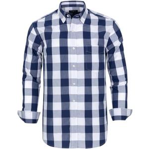 Men's Button Down Shirts Plaid Long Sleeve Dress Shirts Regular-Fit Casual Shirt (L)