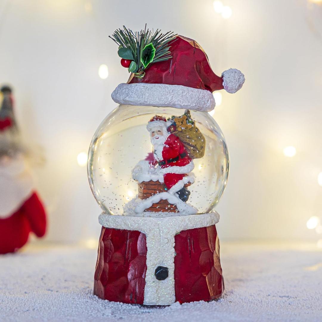 Musical Christmas Snow Globe with Glitter, Santa Theme Glass Water Ball for Home and Office Holiday Decor, Ideal Xmas Gift
