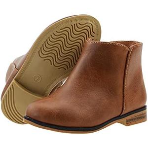 FLYFUPPY Girls Boots Ankle Boots for Girls Side Zipper Short Suede Booties Fashion Boots for Toddler/Little/Big Kids 1/32 Brown