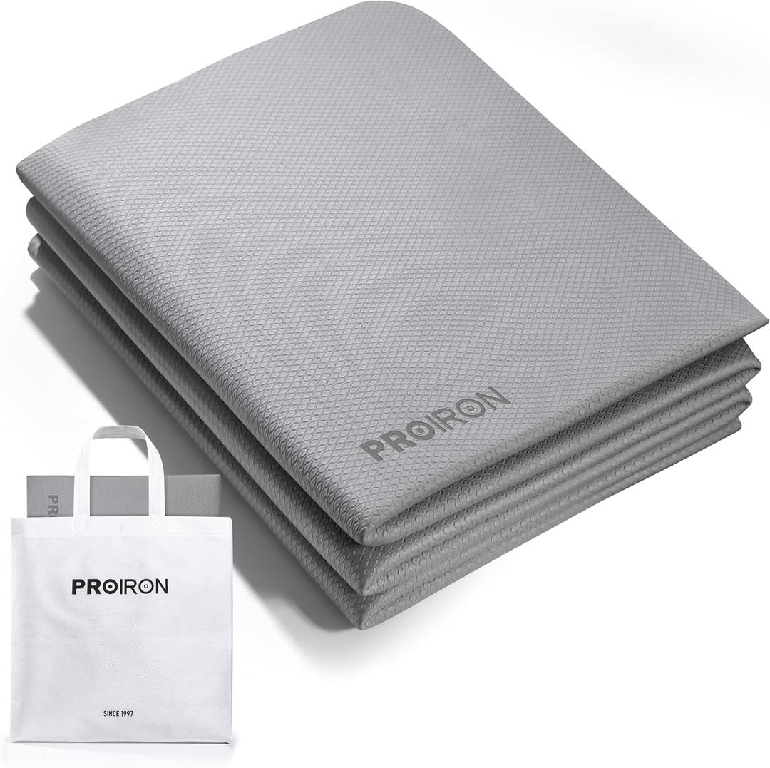 PROIRON Foldable 72x24"x0.24(6mm) TPE Yoga Mat,NOT PVC!!!-Folding Yoga Mat Thick for Home Workout & Travel, Eco-Friendly TPE Non Slip Yoga Mats with Storage Bag,Portable Yoga Mat for Home Gym, Pilates, Fitness,Stretching (Gray)