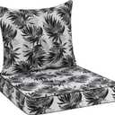 Favoyard Outdoor Seat Cushion 22 x 22 x 3 in Waterproof Pattern Fade Resistant Cover Removable Patio Furniture Cushions Deep Seat & Back Cushion Set with Adjustable Straps for Patio Chair Sofa Couch