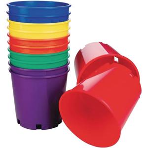 Large Stacking Buckets Set of 12 Colorful Plastic Stackable Buckets for Kids Games, Bean Bag Toss, Outdoor & Indoor Play, Classroom & PE Equipment (8.5 Diameter x 8 H)