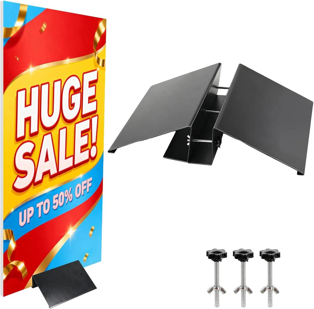 1 Pcs Metal Floor Sign Stand Holder, Adjustable Floor Standing Display Stand for Outdoor Indoor Use, Stand Metal Base Only Fits 12" Wide Acrylic Glass Foam Board Signs up to 72" High