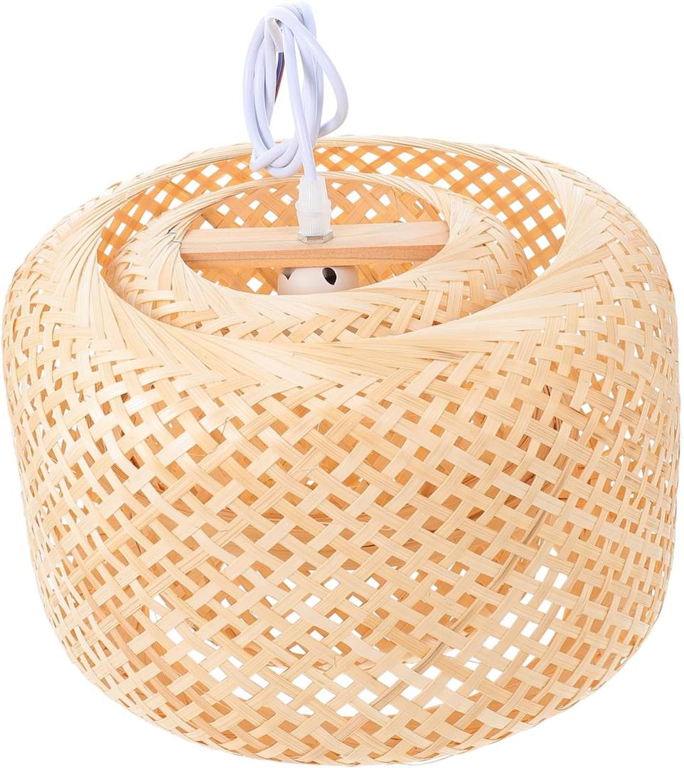 Angoily 1pc Woven Pendant Light Simple Indoor Ceiling Decor for Home Tearoom and Restaurant Elegant Lighting Fixture for Bedroom and Dining Room Natural Color