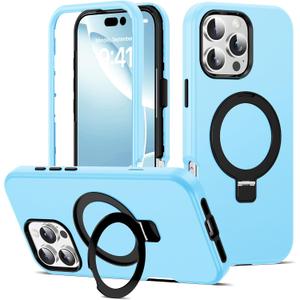 Compatible with iPhone 16 Pro Max Case 6.9''with Magnetic Ring Stand [Military Drop Protection][Compatible with Mag-Safe] Shockproof 16 Pro Max Phone Case for Men Wowen, Blue
