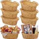 Sintuff 6 Pcs Small Wicker Picnic Basket with Handle 12.6 x 8.27 x 3.15 Inches Oval Willow Woven Braided Gifts Basket for Fruit Bread Snack Garden Wedding Harvest Gathering Party Storage Decor