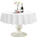 Softalker Round Tablecloth, Waterproof & Stain Resistant Table Cloth Wrinkle Free Fabric Washable 210GSM Polyester Table Cover for Spring/Party/Outdoor - 90 inch,White