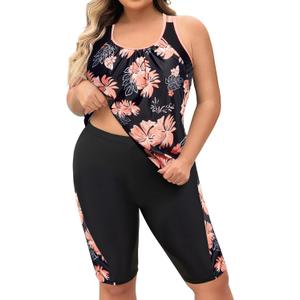 Daci Women Plus Size Tankini Swimsuit - Tummy Control 2 Piece Bathing Suit with High Waisted Capris Shorts 2025 Swimwear (Black)
