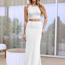 Hybrid & Company Women's Stretch Lightweight Flowy Maxi Skirt Casual Fold Over Waist, Made in USA (White, XXXL)