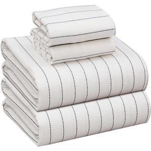 RUVANTI Flannel Sheets Queen Size - 100% Cotton Double Brushed Bed Sheets, Deep Pockets 16 Inches Queen Sheet Set, All Seasons Breathable & Extra Soft - Warm & Cozy, 4 Piece, Running Dots