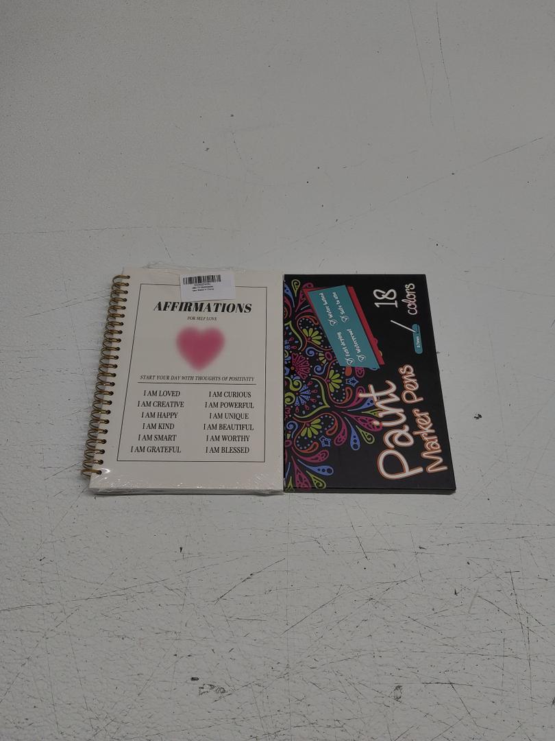 JWVK Daily Affirmations Preppy Pink Aura Heart Notebook,Trendy Positive Affirmations Inspirational Notebook Journal for Teen Girl Work Office School Student Teacher,Hardcover Spiral Notebook 5.5x8.3 and YUNISS Christmas Gifts 18 Colors Acrylic Paint