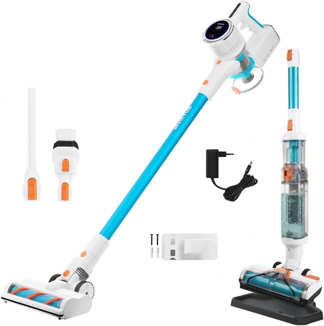 Genius Invictus X7 Facelift Cordless Wet and Dry Vacuum Cleaner, HEPA Filter, LED Light, Combination Brush, Bagless Handheld Vacuum Cleaner for Carpets, Pet Hair Up to 60 Minutes, 20 Pieces