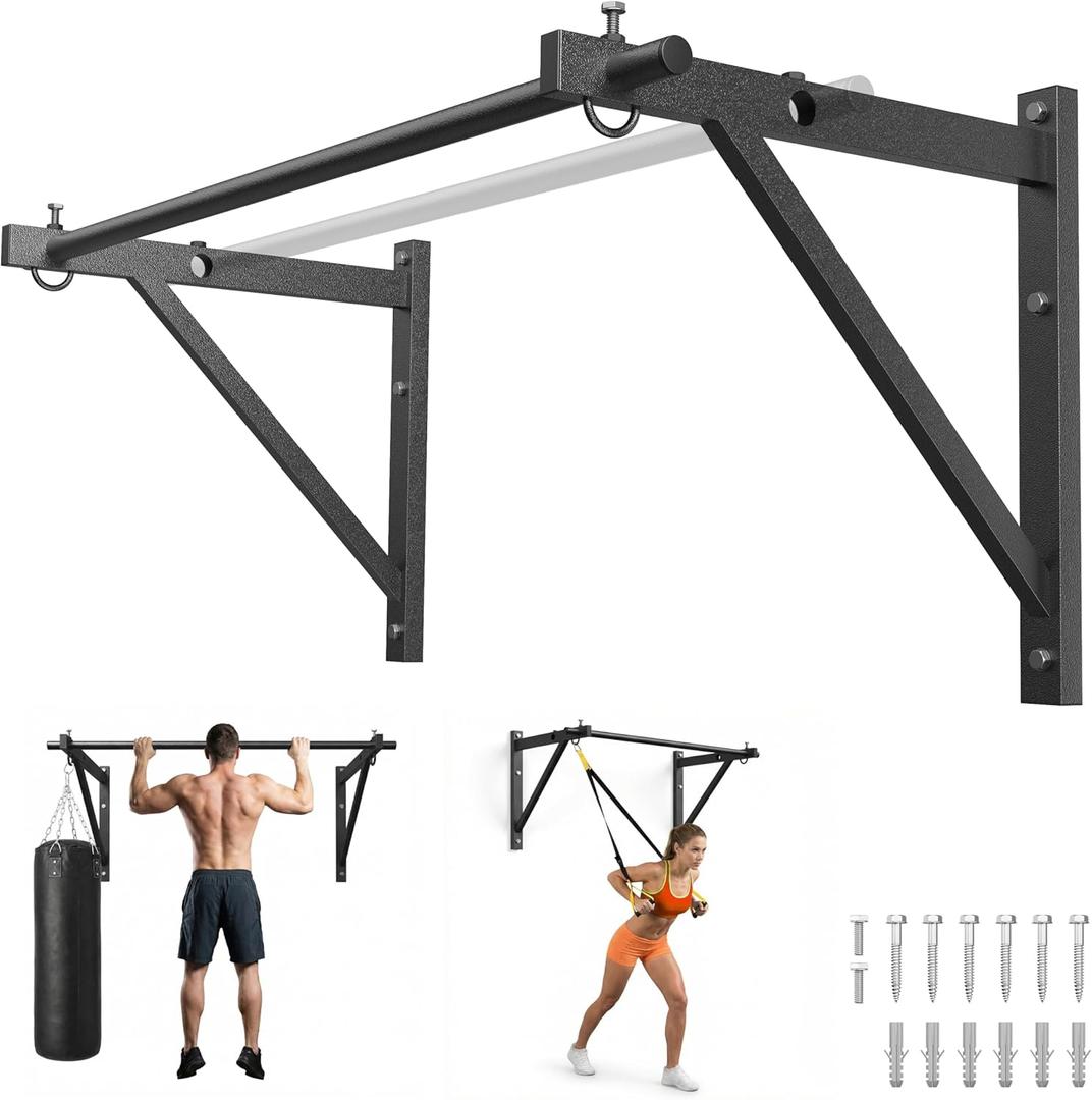 HANDBODE Pull Up Bar for Doorway and Wall Mount - Chin Up Bars for Home Gym, 36/52 in Upper Body Workout Equipment with 500 lbs Capacity, Portable Thickened Steel Construction, Joist Mounted