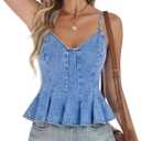 Peplum Denim Top V-Neck Crop Denim Halter Top Jean Vest Corset Tank Tops XL
