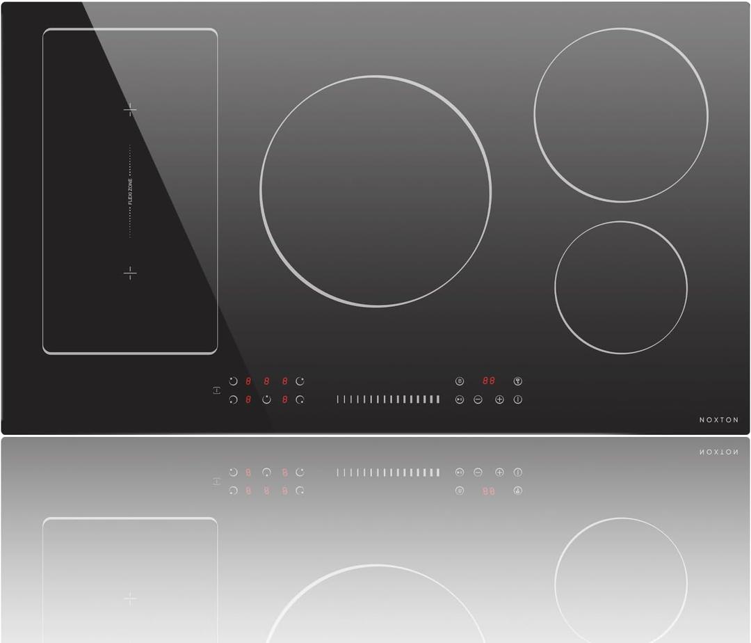 Noxton 36 Inch Induction Cooktop, 5 Burners Electric Cooktop, Upgraded Induction Stovetop with Flex Zone, Power Boost, Pause, 9 Power Levels, Child Safety Lock, Timer, 220-240V Hard wire