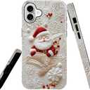 Generic Case Compatible with iPhone 16 - Glossy Hybrid Durable Shockproof Phone Cover,Cases for Woman Girl - Christmas Santa Claus Snowflake
