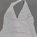 ForeFair Women Sexy Halter Deep V Neck Backless Crop Tank Top Open Back Sleeveless Slim Fit Y2k Summer Tops (White, XS)