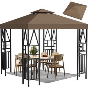 Gazebo Canopy Replacement 10x10ft Outdoor Shelter for Smaller Top Double Tiered Canopy Cover (Coffee)