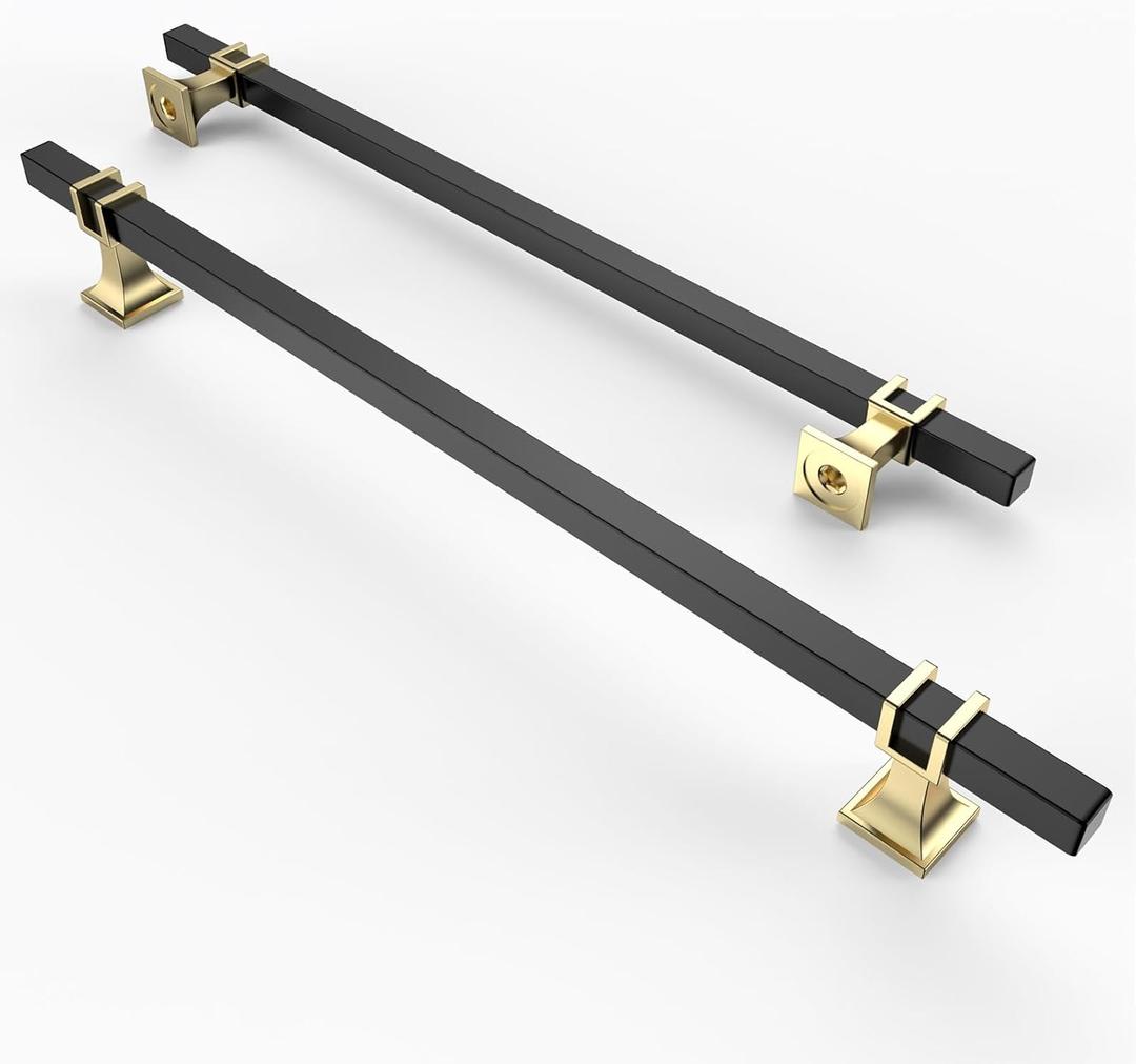 Asidrama 10 Pack 12.6 Inch(320mm) Matte Black and Gold Kitchen Cabinet Handles, Cabinet Pulls Kitchen Cabinet Hardware for Cupboard Drawer Pulls