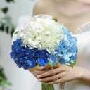 SIITUMEIZI Blue Hydrangea Artificial Flower Faux Hydrangea Flowers 21 Inch Real Touch Latex Fake Hydrangeas for Wedding Bouquets Centerpieces 3Pc