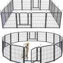 TMEE Dog Playpens 8/16 Panels Dog Pen Outdoor Dog Fence Exercise Pen 32 inch Height Pet Play Yard Gate with Doors for Large/Medium/Small Dogs, Pet Playpen for RV, Camping, Yard, 16 Pcs