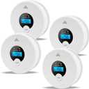 4 Pack Smoke and Carbon Monoxide Detector with Test Button, 85dB Loud Beep, LCD Display, Battery-Operated Smoke Detector Carbon Monoxide Detector Combo for House, Apartment, Kitchen, Garage Use, EXP: 10 Years After Installation