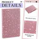 Rhinestone Notebook Pen Sets Glitter Pocket Notebook Crystal Pens Mini Diamond Journal Hardcover Bling Diary Office Desk Accessories for Women Birthday Gift(Rhinestone,A6,Pink)