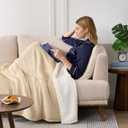 Casual Living Sherpa Throw Blanket Plush Fuzzy Cozy Fleece Throw for Couch Bed or Sofa Living Room and Bedroom Decor Washable Reversible Premium Warm Super Soft Blanket, 50-inch x 60-inch, Beige