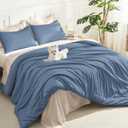 Litanika Haze Blue California King Comforter Set, 3 Pieces Solid Bedding