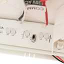 Lithonia Lighting Basics LED Exit Sign/Emergency Light Combo, Red/Green Switchable Exit Sign and Emergency Lights for Business, 2-Head Fixture, Round Lights, Remote Capacity, White (ECRG HO RD M6)