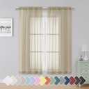 Simplebrand Taupe Sheer Curtains 63 Inch Length 2 Panels, Rod Pocket Solid Color Kakhi Taupe Brown Window Sheer Curtain Panels, Elegant Curtains & Drapes for Living Room, Bedroom (42" W x 63" L)