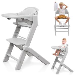 Full-Body Washable Baby High Chair with Soft Cushion, Adjustable for 6 Months to 220 Lb - Multifunctional and Convertible High Chairs for Babies and Toddlers -Portable and Easy Operation (Grey)