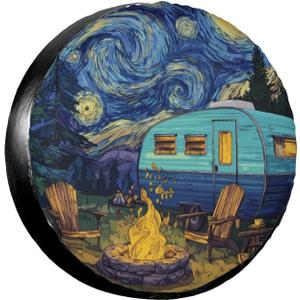 Starry Sky Spare Tire Cover Wheel Protectors Weatherproof Sun Protection Covers Universal for SUV Jeep Travel Trailer 16"