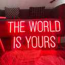 Neon Sign The WORLD IS YOURS 23.6 x 12.2 in 3D Personalized Neon LED Lights Neon Sign Bedroom Bachelorette Party Birthday Favors for Wall Decor Pink Room Decor or Christmas Neon Bar Signs
