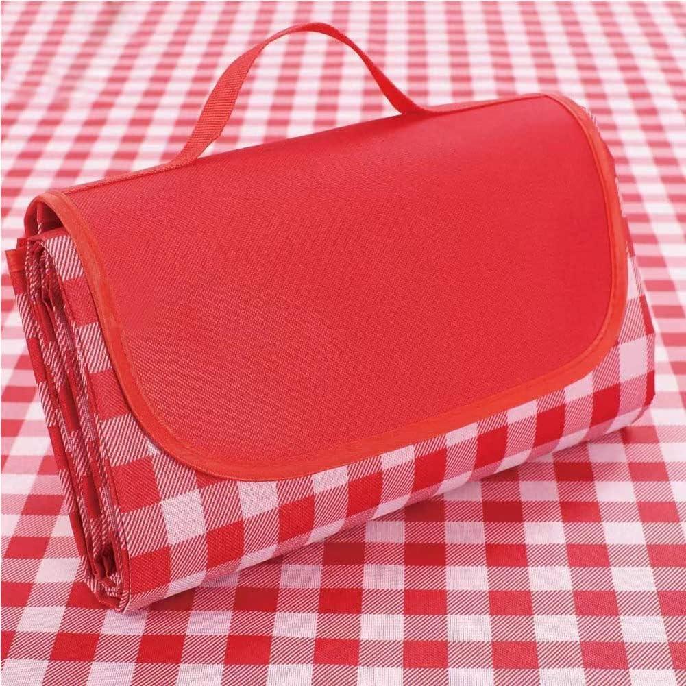 Extra Large Picnic Blanket Beach Blankets, Outdoor Foldable Waterproof Sand Mat for Beach Camping Hiking Travel Family Concerts Grass Park Music Festival Lawn Mats (Red, 80x80inch)