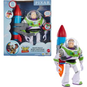 Mattel Disney and Pixar Toy Story Talking Action Figure, Rocket Rescue Buzz Lightyear with 20+ Sounds & Phrases & Moving Helmet Visor, 12-inch Scale